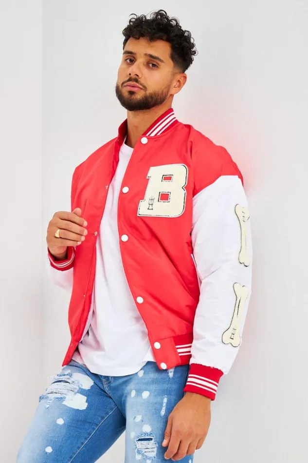 Men Bomber Rouge Manches Blanches Brod 034B034 Red Brentiny Paris Jackets