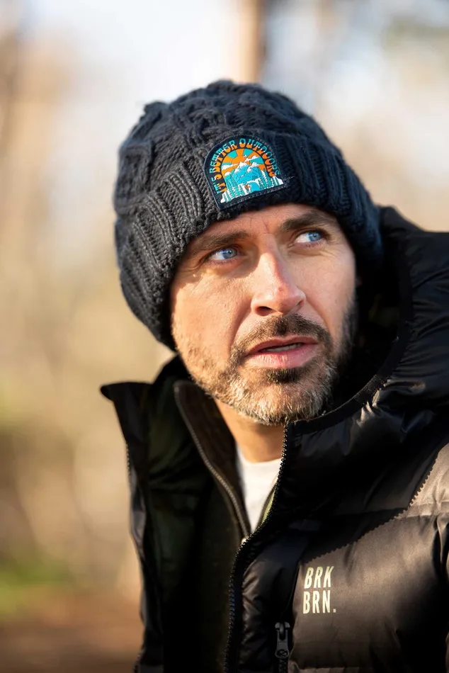 Men Brakeburn Caps and Beanies Navy Patch Knitted Beanie Hat