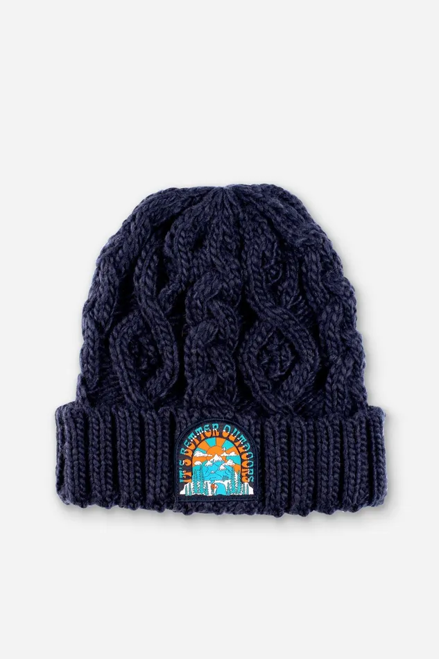 Men Brakeburn Caps and Beanies Navy Patch Knitted Beanie Hat