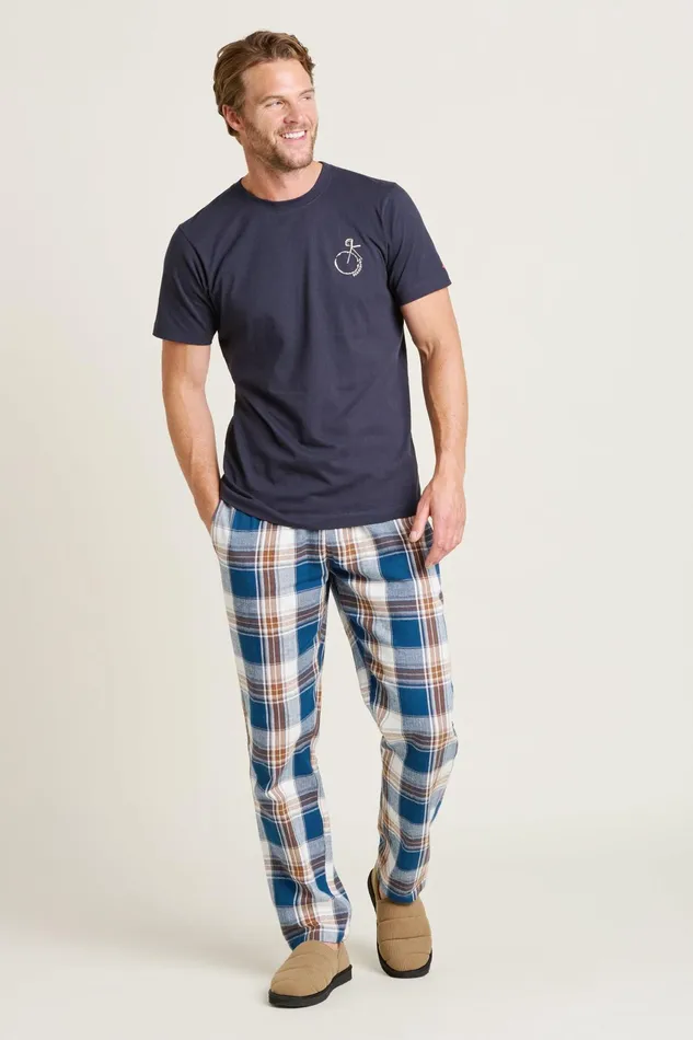 Men Brakeburn Pyjamas Blue Winter Check Pyjama Bottoms