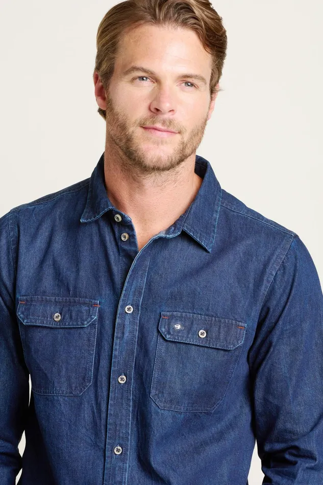 Men Brakeburn Shirts Blue Denim Shirt