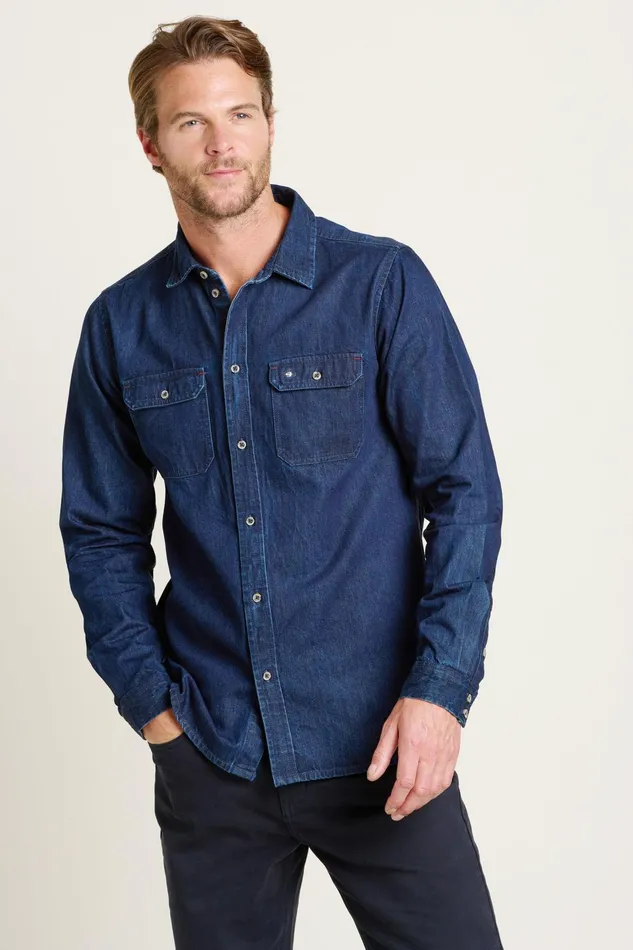 Men Brakeburn Shirts Blue Denim Shirt