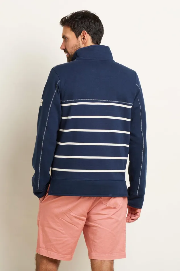Men Brakeburn Sweatshirts And Hoodies Navy Stripe Quarter Zip Sweatshirt