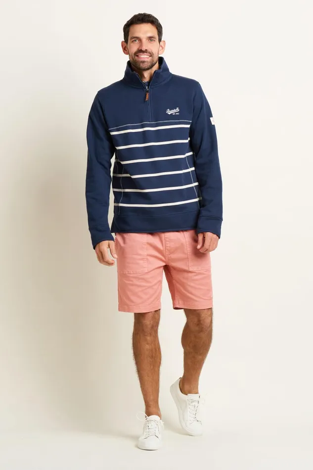Men Brakeburn Sweatshirts And Hoodies Navy Stripe Quarter Zip Sweatshirt