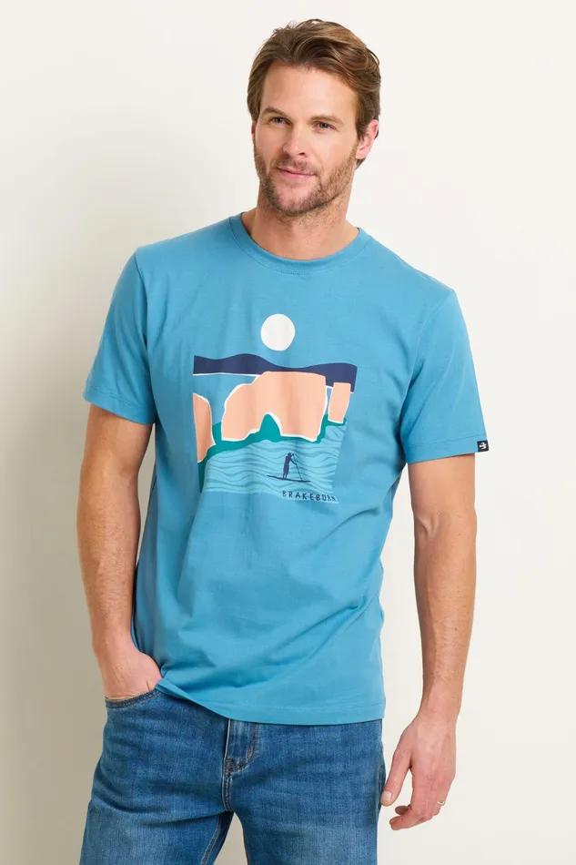 Men Brakeburn TShirts Blue Old Harry Graphic Tee