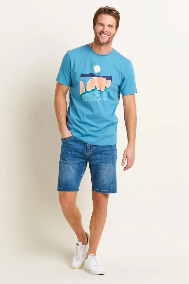 Men Brakeburn TShirts Blue Old Harry Graphic Tee