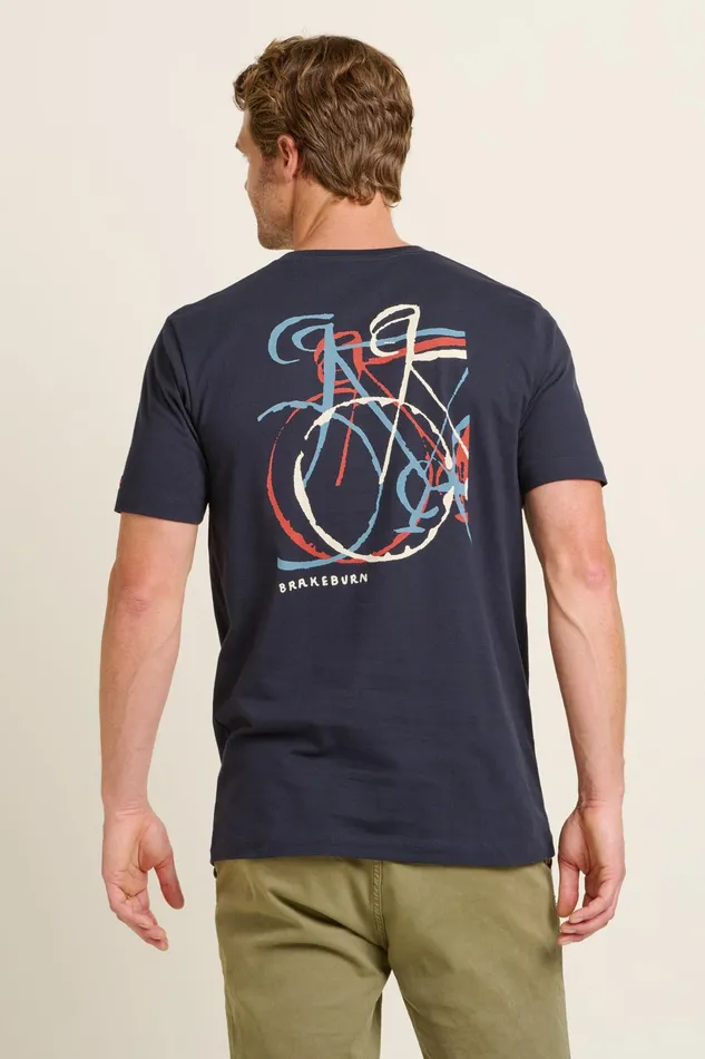 Men Brakeburn TShirts Navy Abstract Bikes Tee