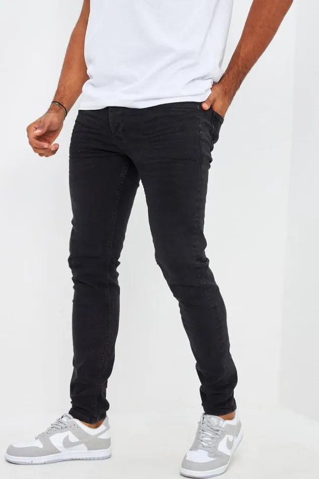 Men Brentiny Jean In Plain Black Black Brentiny Paris Jeans