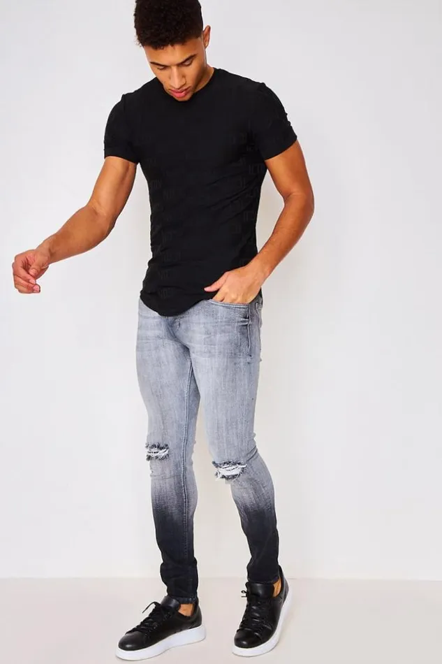 Men Brentiny Ripped And Shading In Grey Black Brentiny Paris Jeans