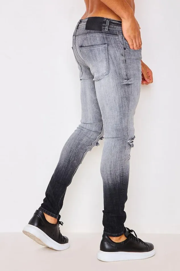 Men Brentiny Ripped And Shading In Grey Black Brentiny Paris Jeans
