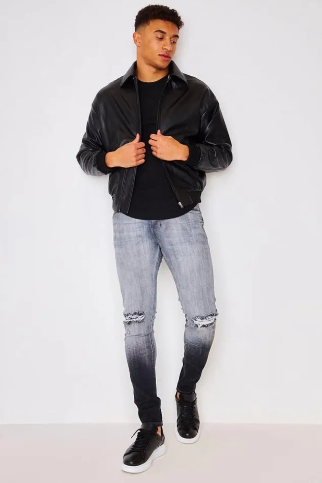 Men Brentiny Ripped And Shading In Grey Black Brentiny Paris Jeans
