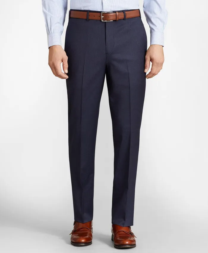 Men Brooks Brothers Flex RegentFit Wool Trousers Blue Brooks Brothers Dress Pants