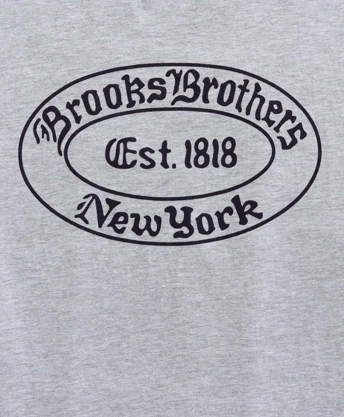 Men Brooks Brothers Label Graphic TShirt Heather Grey Multi Brooks Brothers TShirts and Sweats