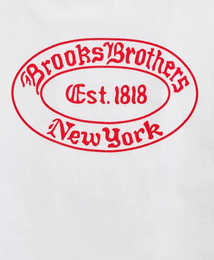 Men Brooks Brothers Label Graphic TShirt White Multi Brooks Brothers TShirts and Sweats