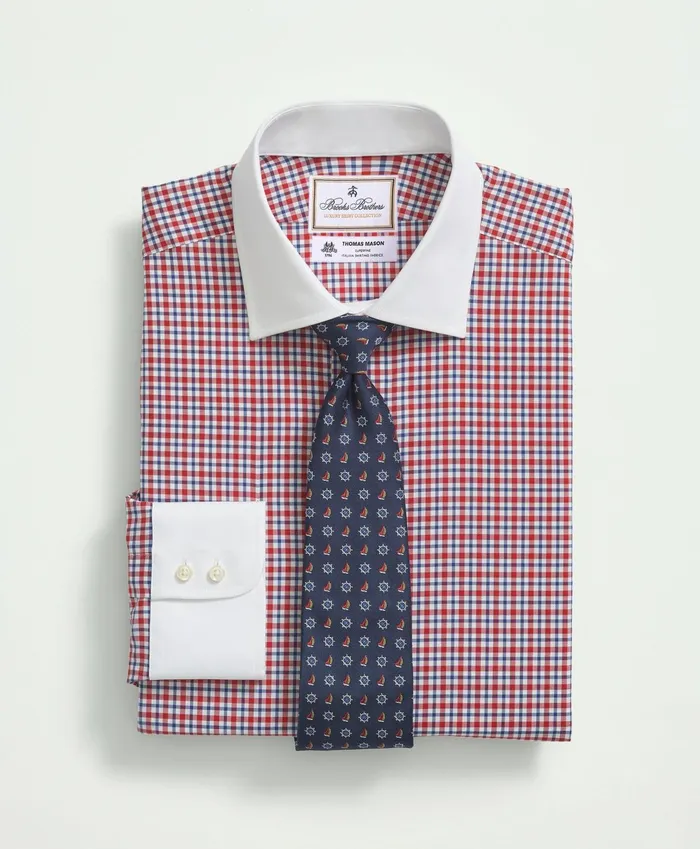 Men Brooks Brothers X Thomas Mason Cotton Poplin English Collar Check Dress Shirt Red Brooks Brothers Dress Shirts Men Brooks Brothers X Thomas Mason Cotton Poplin English Collar Check Dress Shirt Red Brooks Brothers Dress Shirts