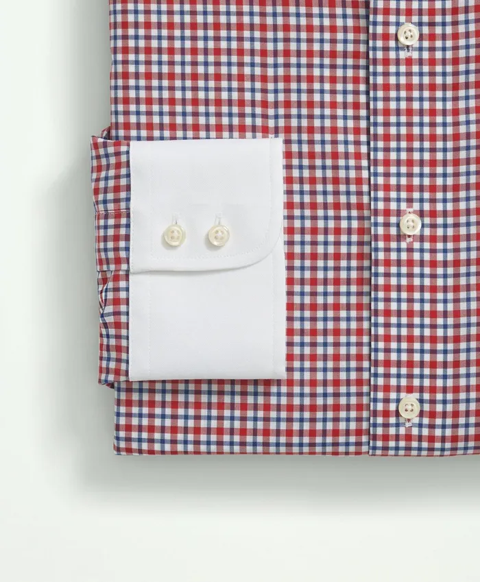Men Brooks Brothers X Thomas Mason Cotton Poplin English Collar Check Dress Shirt Red Brooks Brothers Dress Shirts