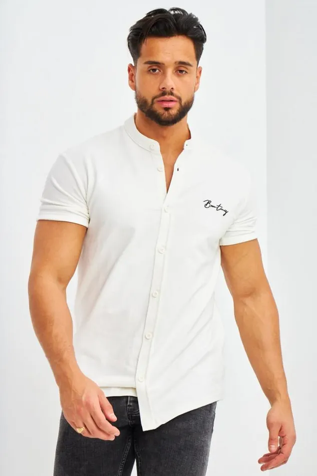 Men Chemise Blanche Col Officier Brentiny White Brentiny Paris Shirts