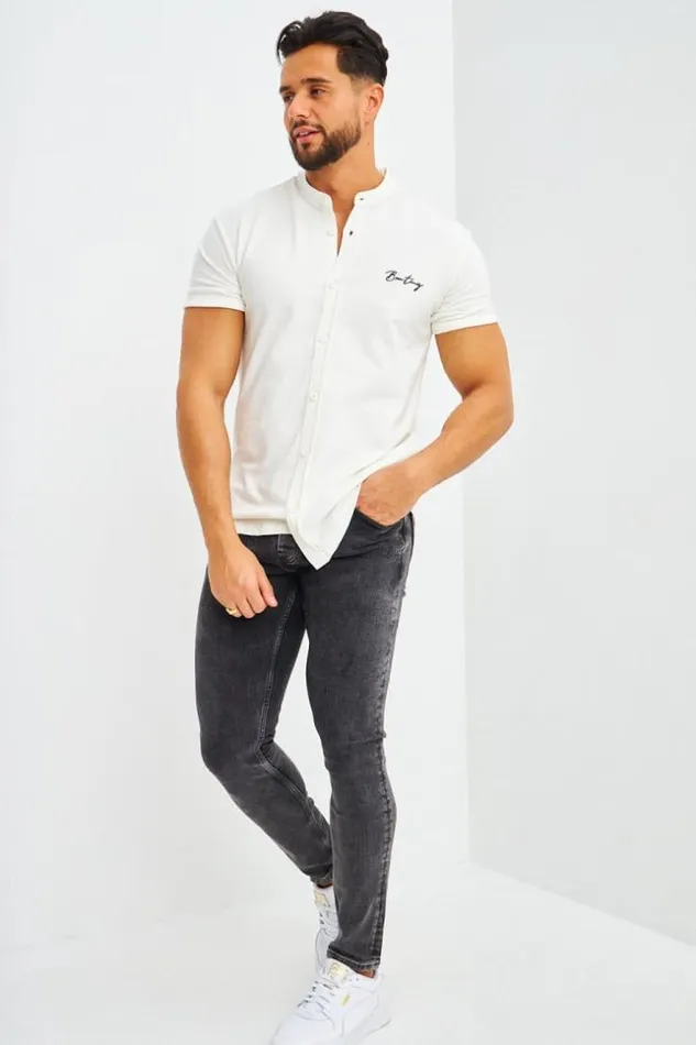 Men Chemise Blanche Col Officier Brentiny White Brentiny Paris Shirts