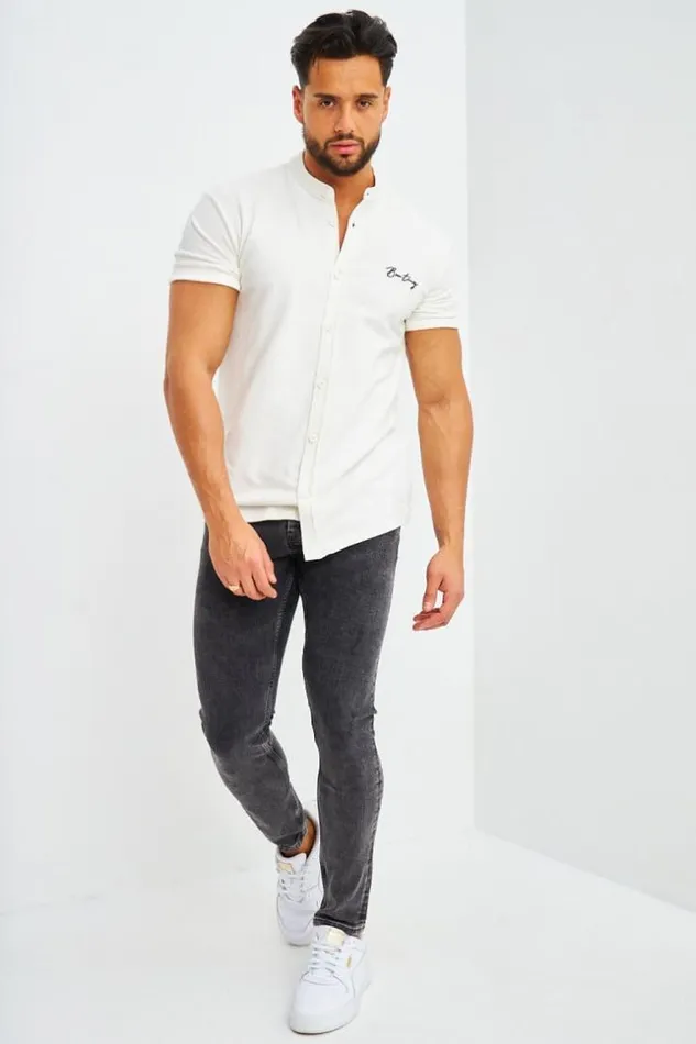 Men Chemise Blanche Col Officier Brentiny White Brentiny Paris Shirts