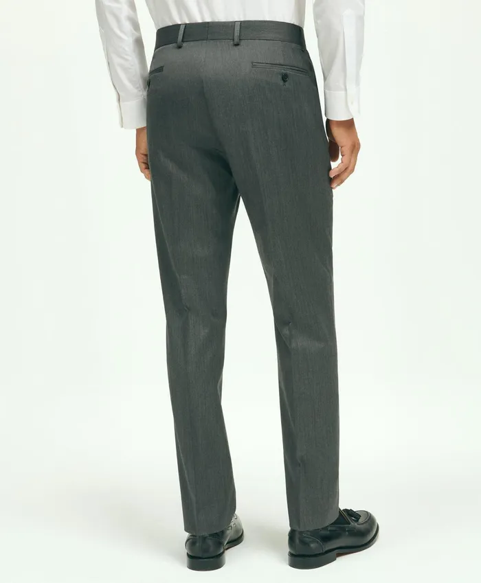 Men Classic Fit Wool Herringbone 1818 Dress Trousers Grey Brooks Brothers Dress Pants