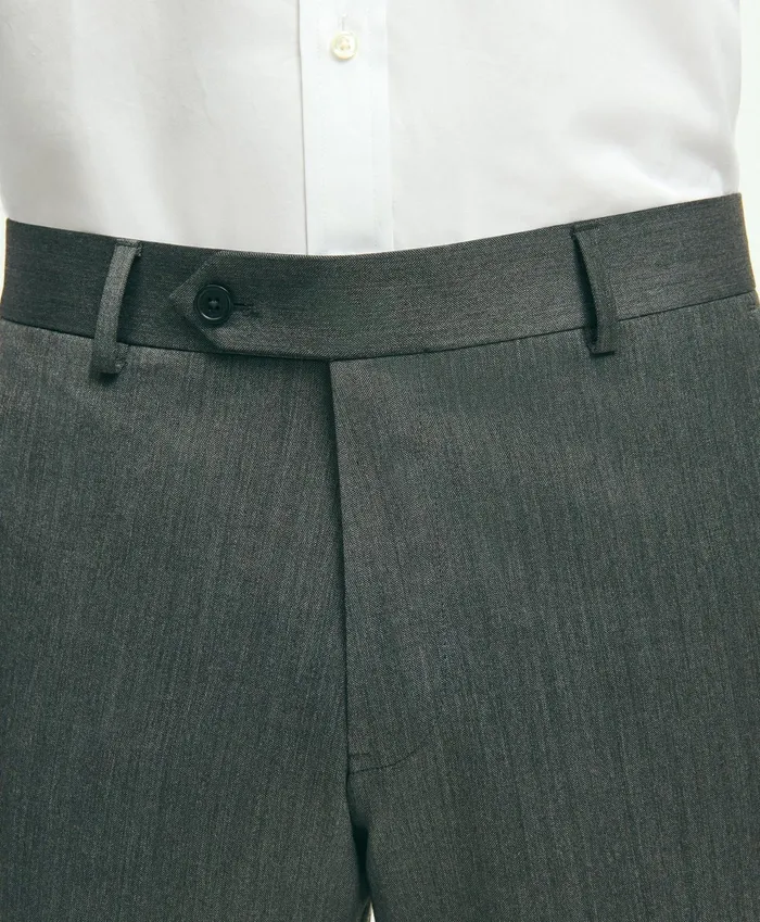 Men Classic Fit Wool Herringbone 1818 Dress Trousers Grey Brooks Brothers Dress Pants