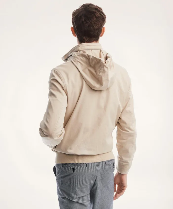 Men Cotton Bomber Jacket Dark Beige Brooks Brothers Coats and Jackets