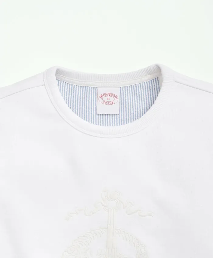 Men Cotton French Terry Golden Fleece Embroidered Sweatshirt White Brooks Brothers TShirts and Sweats