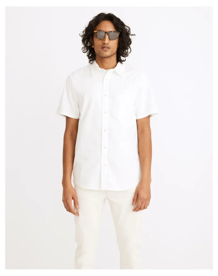 Men Crinkle Cotton Perfect Short Sleeve Shirt Lighthouse Madewell Shirts