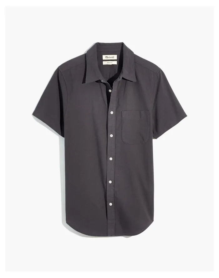 Men Crinkle Cotton Perfect Short Sleeve Shirt Thunder Cloud Madewell Shirts