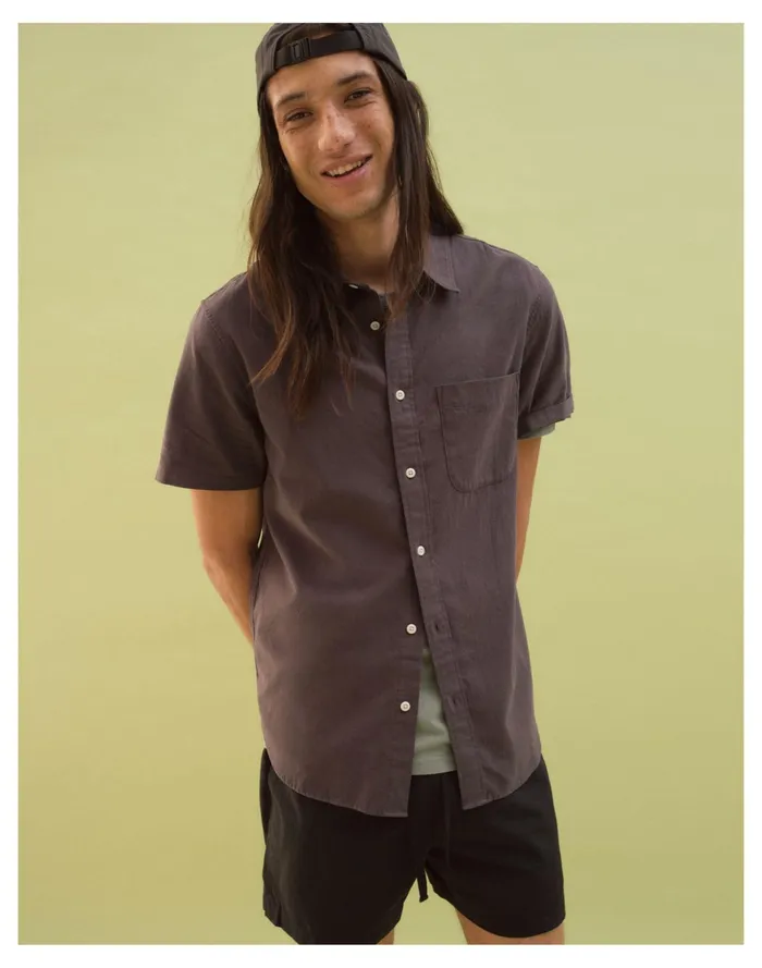 Men Crinkle Cotton Perfect Short Sleeve Shirt Thunder Cloud Madewell Shirts Men Crinkle Cotton Perfect Short Sleeve Shirt Thunder Cloud Madewell Shirts