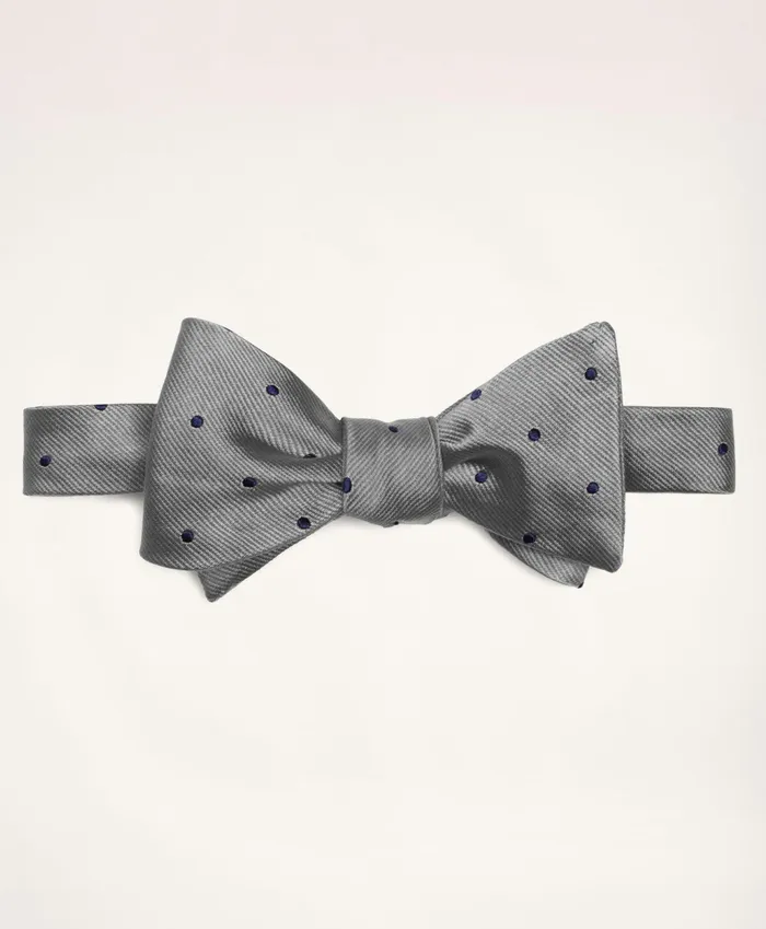 Men Dot Bow Tie Silver Brooks Brothers Ties and Pocket Squares