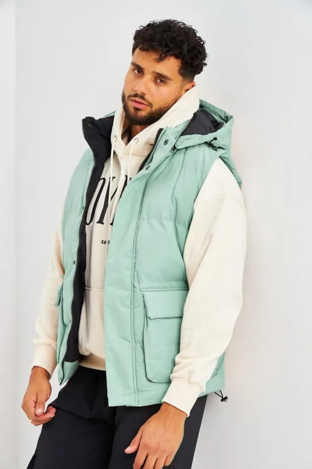 Men Doudoune Bleu Clair Sans Manches Bleuclair Brentiny Paris Parkas And Down Jackets