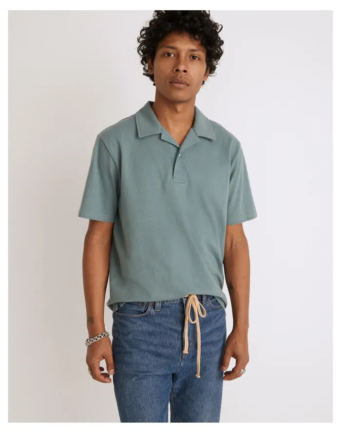 Men Easy Short Sleeve Polo Shirt Faded Shale Madewell Shirts