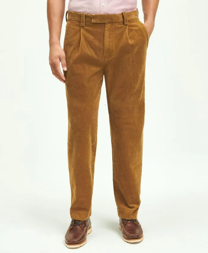 Men Elliot Fit Cotton WideWale Corduroy Pants Medium Brown Brooks Brothers Chinos and Casual Pants