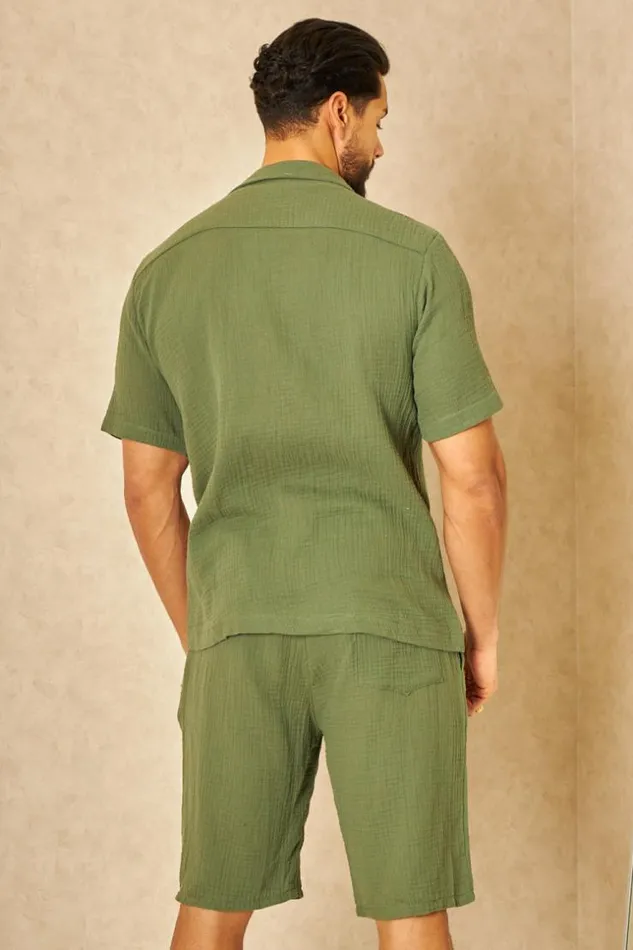 Men Ensemble 2 Pices Chemise Short Effet Lin Kaki Khaki Brentiny Paris Top Bottom Sets Men Ensemble 2 Pices Chemise Short Effet Lin Kaki Khaki Brentiny Paris Top Bottom Sets