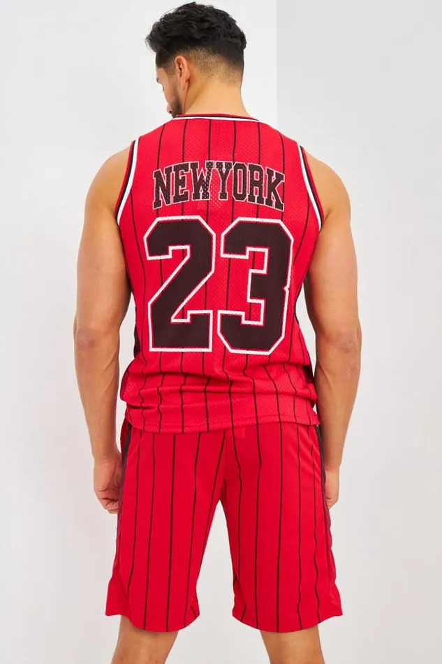 Men Ensemble Ray Dbardeur Short Rouge New York Red Brentiny Paris Top Bottom Sets Men Ensemble Ray Dbardeur Short Rouge New York Red Brentiny Paris Top Bottom Sets