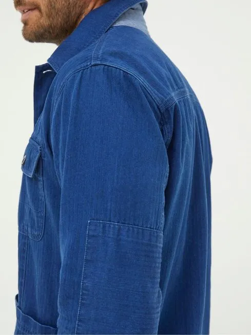 Men Fatface Coats and Jackets Blue Worker Jacket