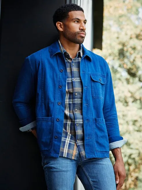 Men Fatface Coats and Jackets Blue Worker Jacket
