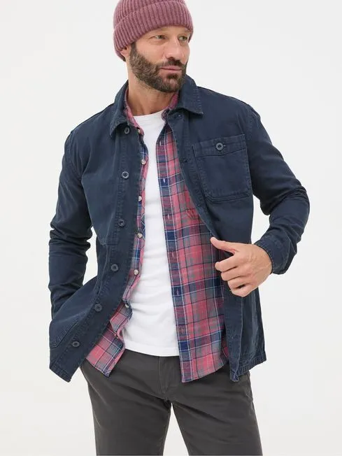 Men Fatface Coats and Jackets Navy Blue Canvas Worker Jacket