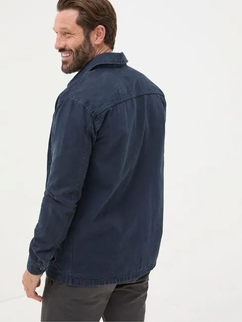 Men Fatface Coats and Jackets Navy Blue Canvas Worker Jacket
