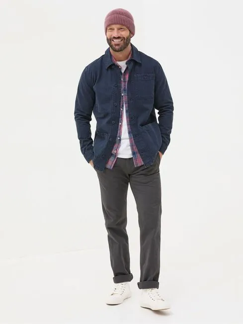 Men Fatface Coats and Jackets Navy Blue Canvas Worker Jacket