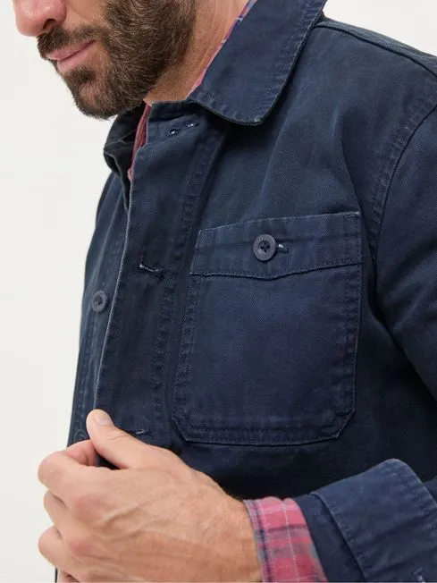 Men Fatface Coats and Jackets Navy Blue Canvas Worker Jacket