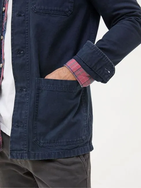 Men Fatface Coats and Jackets Navy Blue Canvas Worker Jacket