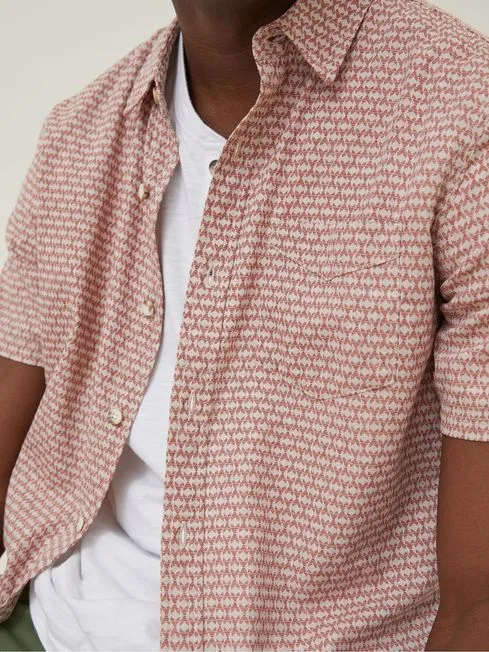 Men Fatface Coats and Jackets Red Geo Print Shirt Men Fatface Coats and Jackets Red Geo Print Shirt