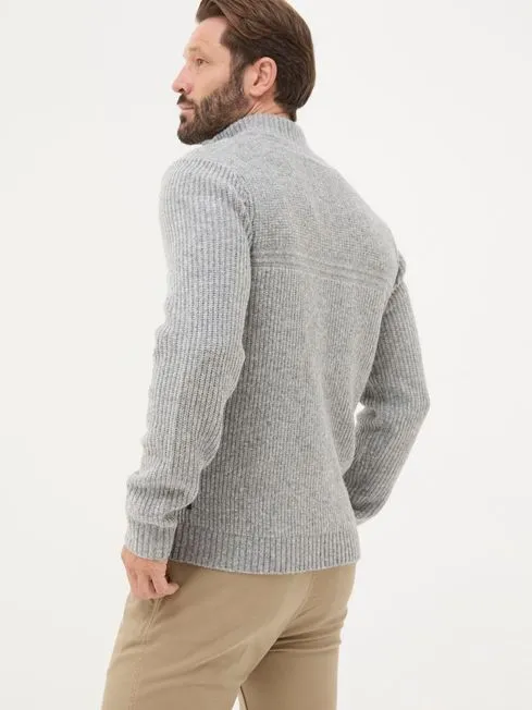 Men Fatface Knitwear Calder Grey Half Neck Jumper
