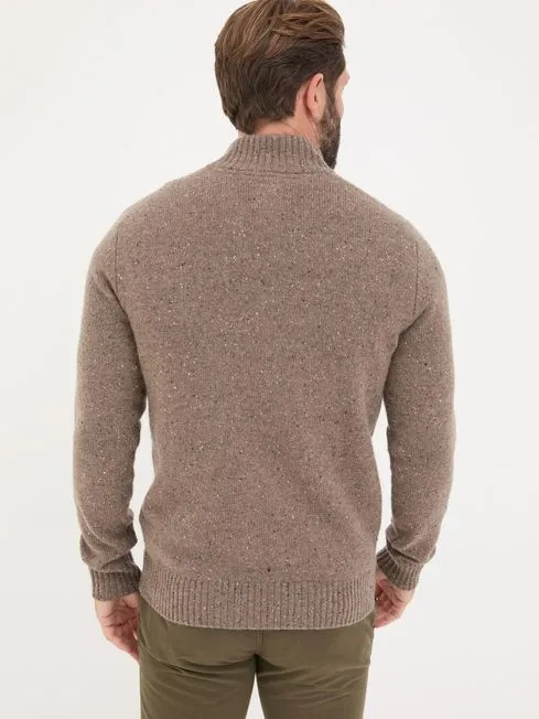 Men Fatface Knitwear Natural Lambswool Quarter Neck Jumper Men Fatface Knitwear Natural Lambswool Quarter Neck Jumper