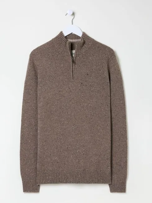 Men Fatface Knitwear Natural Lambswool Quarter Neck Jumper Men Fatface Knitwear Natural Lambswool Quarter Neck Jumper