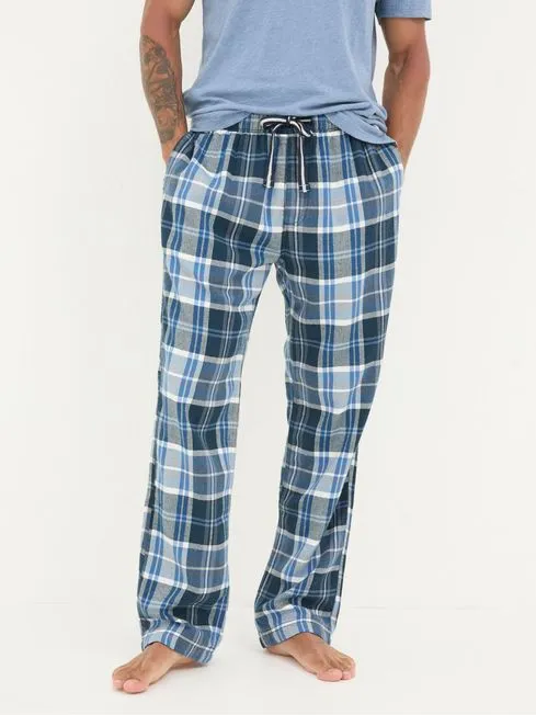 Men Fatface Loungewear Anglesey Light Blue Check Pyjama Bottoms