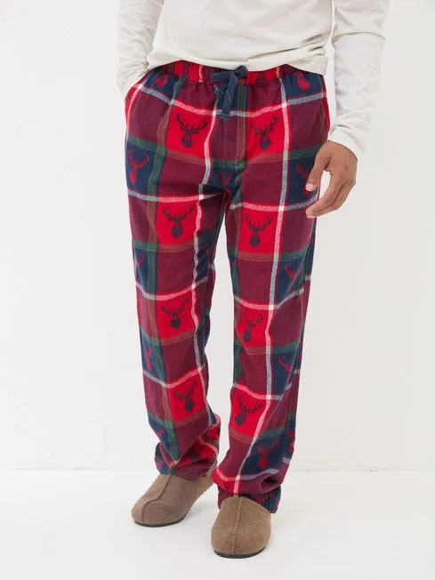 Men Fatface Pajamas and Nightwear Red Stag Jacquard Pyjama Bottoms