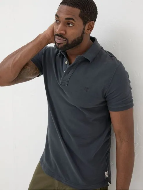 Men Fatface Polo Shirts Black 100 Cotton Cotton Pique Polo Shirt